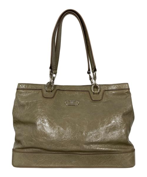 CELINE（セリーヌ）CELINE (セリーヌ) パテント マカダム トートバッグ カーキの古着・服飾アイテム