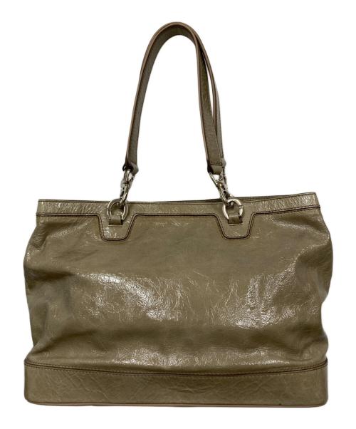 CELINE（セリーヌ）CELINE (セリーヌ) パテント マカダム トートバッグ カーキの古着・服飾アイテム