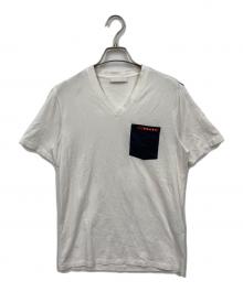 PRADA（プラダ）の古着「VネックTシャツ」｜ホワイト