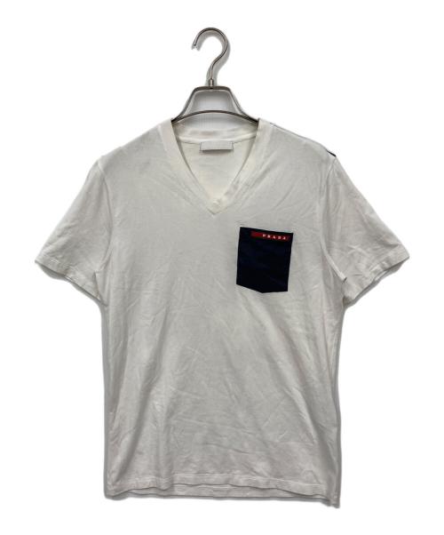 PRADA（プラダ）PRADA (プラダ) VネックTシャツ ホワイト サイズ:XSの古着・服飾アイテム