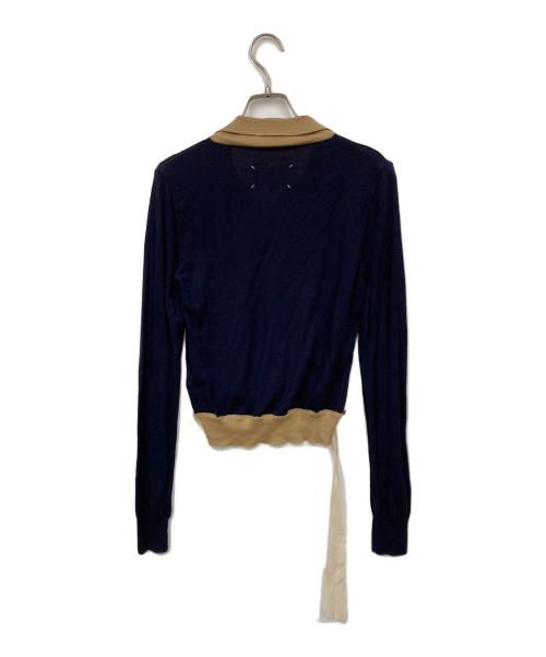 Maison Margiela（メゾンマルジェラ）Maison Margiela (メゾンマルジェラ) ウールデストロイポロシャツ ネイビー サイズ:XSの古着・服飾アイテム