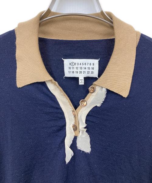 Maison Margiela（メゾンマルジェラ）Maison Margiela (メゾンマルジェラ) ウールデストロイポロシャツ ネイビー サイズ:XSの古着・服飾アイテム