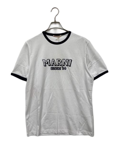 MARNI（マルニ）MARNI (マルニ) フロッキープリント クルーネック Tシャツ ホワイト サイズ:50の古着・服飾アイテム