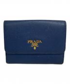 PRADAプラダ）の古着「サフィアーノレザー2つ折り財布」｜ブルー