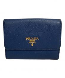 PRADA（プラダ）の古着「サフィアーノレザー2つ折り財布」｜ブルー