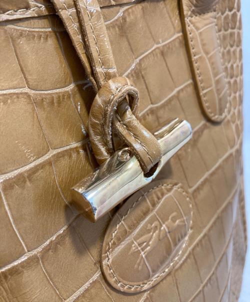 LONGCHAMP（ロンシャン）LONGCHAMP (ロンシャン) クロコ型押しハンドバッグ ブラウンの古着・服飾アイテム