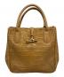 LONGCHAMP（ロンシャン）の古着「クロコ型押しハンドバッグ」｜ブラウン