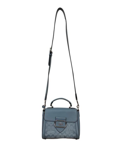 COACH（コーチ）COACH (コーチ) モーガン トップ ハンドル サッチェル・シグネチャー シャンブレー スカイブルーの古着・服飾アイテム
