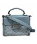 COACH（コーチ）の古着「モーガン トップ ハンドル サッチェル・シグネチャー シャンブレー」｜スカイブルー