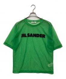 JIL SANDER（ジルサンダー）の古着「ロゴ プリント ナイロン シースルーTシャツ」｜グリーン