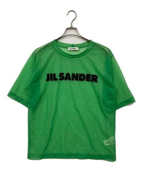 JIL SANDER（ジルサンダー）JIL SANDER (ジルサンダー) ロゴ プリント ナイロン シースルーTシャツ グリーン サイズ:Lの古着・服飾アイテム