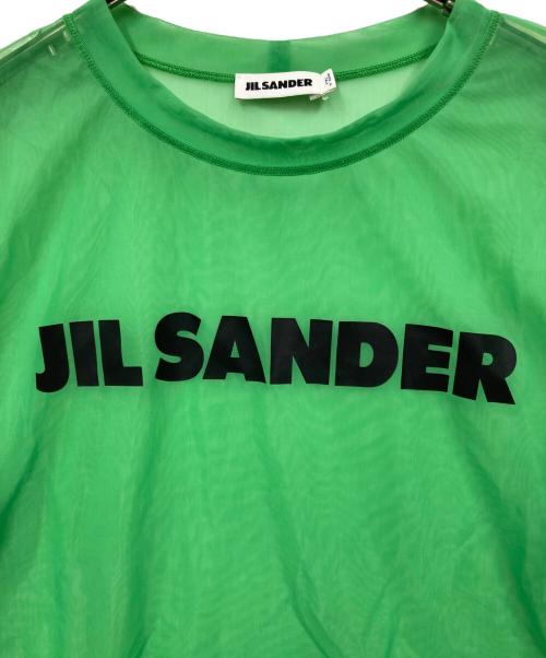JIL SANDER（ジルサンダー）JIL SANDER (ジルサンダー) ロゴ プリント ナイロン シースルーTシャツ グリーン サイズ:Lの古着・服飾アイテム