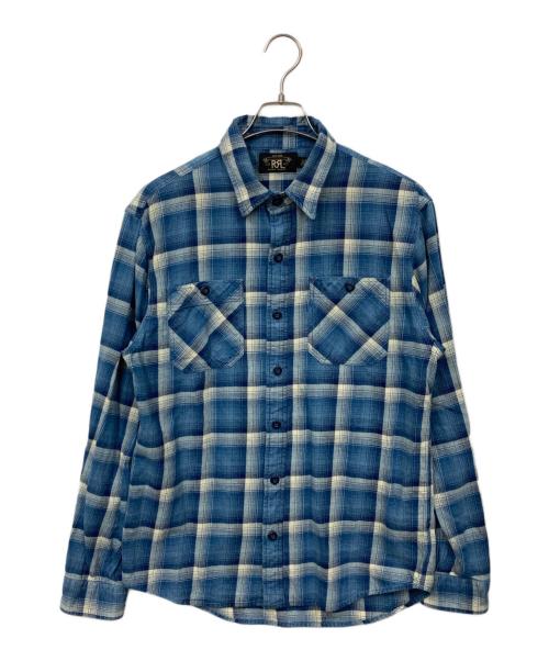 RRL（ダブルアールエル）RRL (ダブルアールエル) チェックシャツ ブルー サイズ:Mの古着・服飾アイテム