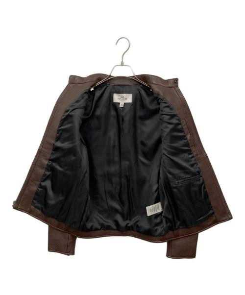 COACH（コーチ）COACH (コーチ) シングルライダースジャケット ブラウン サイズ:XSの古着・服飾アイテム