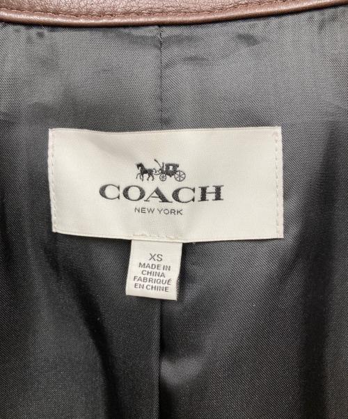 COACH（コーチ）COACH (コーチ) シングルライダースジャケット ブラウン サイズ:XSの古着・服飾アイテム