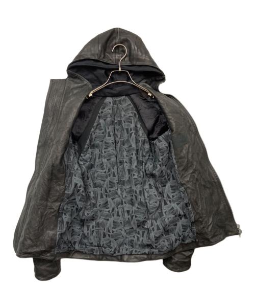 DEVOA（デヴォア）DEVOA (デヴォア) カウレザーフーデッドジャケット ブラック サイズ:2の古着・服飾アイテム