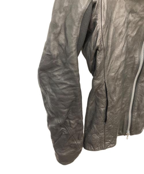 DEVOA（デヴォア）DEVOA (デヴォア) カウレザーフーデッドジャケット ブラック サイズ:2の古着・服飾アイテム