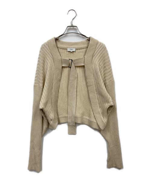 HYKE（ハイク）HYKE (ハイク) ベルテッドショートニットカーディガン ベージュ サイズ:1の古着・服飾アイテム