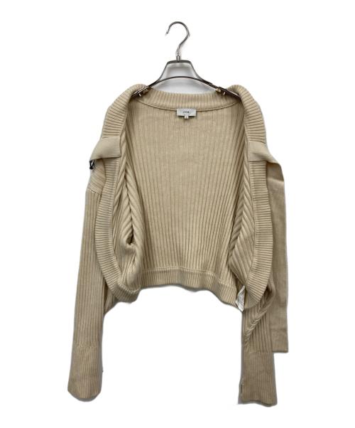 HYKE（ハイク）HYKE (ハイク) ベルテッドショートニットカーディガン ベージュ サイズ:1の古着・服飾アイテム