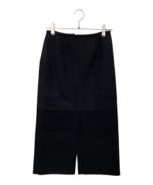 CELINE（セリーヌ）の古着「メルトンウールスリットスカート」｜ブラック