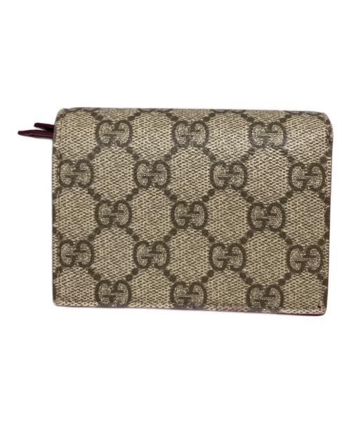 GUCCI（グッチ）GUCCI (グッチ) GGスプリーム フクロウ / アニマル ミニウォレット レッド×ベージュの古着・服飾アイテム