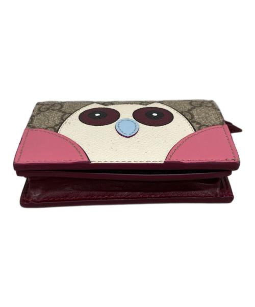 GUCCI（グッチ）GUCCI (グッチ) GGスプリーム フクロウ / アニマル ミニウォレット レッド×ベージュの古着・服飾アイテム