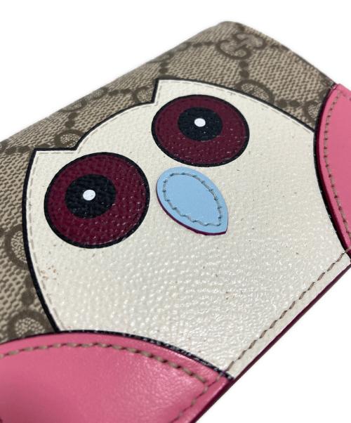 GUCCI（グッチ）GUCCI (グッチ) GGスプリーム フクロウ / アニマル ミニウォレット レッド×ベージュの古着・服飾アイテム