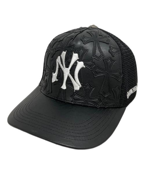 NEW VINTAGE（ニュービンテージ）NEW VINTAGE (ニュービンテージ) NV CROSS LEATHER MESH CAP ブラックの古着・服飾アイテム