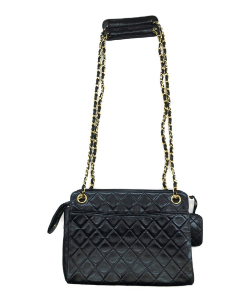 CHANEL（シャネル）CHANEL (シャネル) ココマークラムスキンチェーンショルダーバッグ ネイビー ココマーク　ラムスキン　マトラッセ フラップ　1808442の古着・服飾アイテム