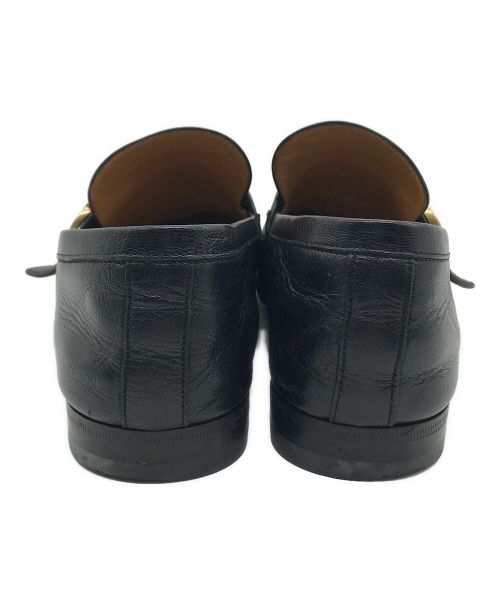 GUCCI（グッチ）GUCCI (グッチ) ダブルGウェブ付レザーローファー ブラック サイズ:9 1/2の古着・服飾アイテム