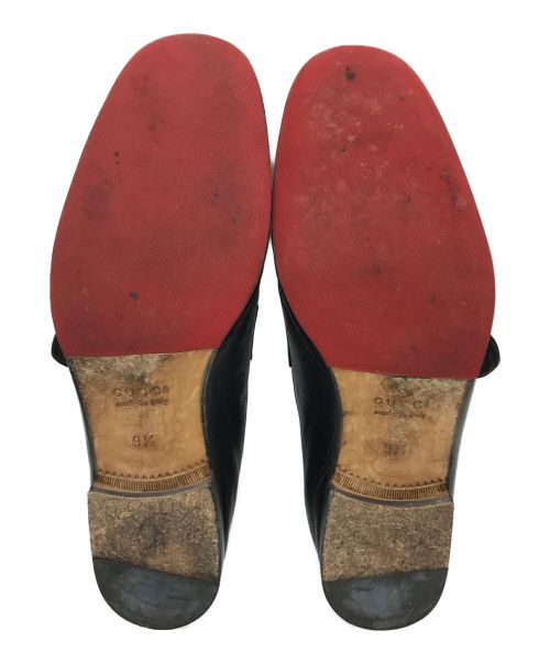 GUCCI（グッチ）GUCCI (グッチ) ダブルGウェブ付レザーローファー ブラック サイズ:9 1/2の古着・服飾アイテム