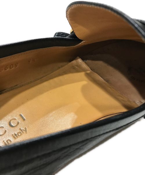 GUCCI（グッチ）GUCCI (グッチ) ダブルGウェブ付レザーローファー ブラック サイズ:9 1/2の古着・服飾アイテム