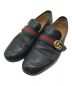 GUCCI（グッチ）の古着「ダブルGウェブ付レザーローファー」｜ブラック