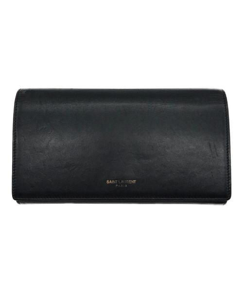 Saint Laurent Paris（サンローランパリ）Saint Laurent Paris (サンローランパリ) フラップロングウォレット ブラックの古着・服飾アイテム