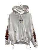 LEGENDAレジェンダ）の古着「Fire ＆ Rose Embroidery Hoodie」｜ホワイト
