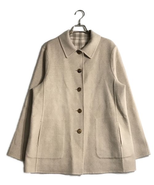 Aquascutum（アクアスキュータム）Aquascutum (アクアスキュータム) チェックダブルフェイス リバーシブルコート ベージュ サイズ:10の古着・服飾アイテム