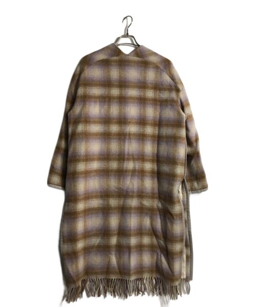 TELA（テラ）tela (テラ) チェックフリンジコート ピンク サイズ:US：Sの古着・服飾アイテム