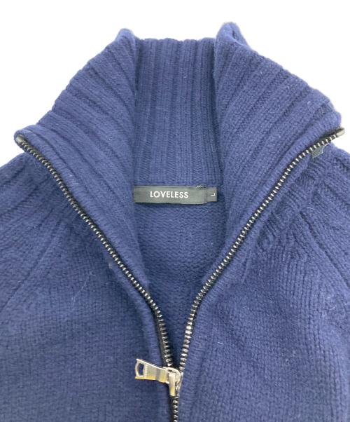 LOVELESS（ラブレス）LOVELESS (ラブレス) タスマニアラム ジップアップ ニット ネイビー サイズ:Lの古着・服飾アイテム
