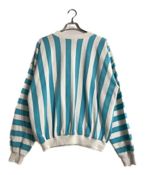 Caribe（カリブ）Caribe (カリブ) ストライプデザインスウェットシャツ ブルー×ホワイト サイズ:XLの古着・服飾アイテム
