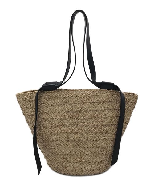 VIOLAd'ORO（ヴィオラドーロ）VIOLAd'ORO (ヴィオラドーロ) ラフィア レザー トートバッグ ベージュの古着・服飾アイテム