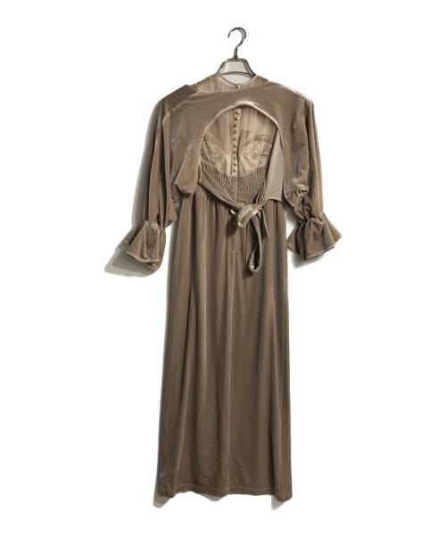 Ameri（アメリ）AMERI (アメリ) 2WAYカーブベロアドレス ベージュ サイズ:Ｓの古着・服飾アイテム