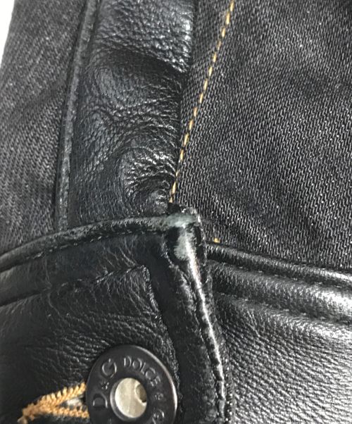 DOLCE & GABBANA（ドルチェ＆ガッバーナ）DOLCE & GABBANA (ドルチェ＆ガッバーナ) ボア ライナー付レザーコンビ デニムジャケット ブラック サイズ:XSの古着・服飾アイテム