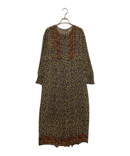 BEAUTY&YOUTH（ビューティーアンドユース）BEAUTY&YOUTH (ビューティーアンドユース) ボヘミアンプリントワンピース ネイビー×イエロー サイズ:Sの古着・服飾アイテム