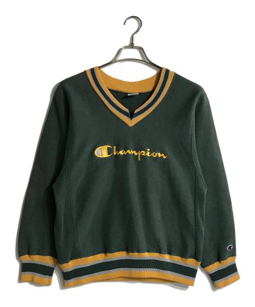 Champion（チャンピオン）Champion (チャンピオン) 90’Sリバースウィーブスウェット グリーン×イエロー サイズ:Mの古着・服飾アイテム