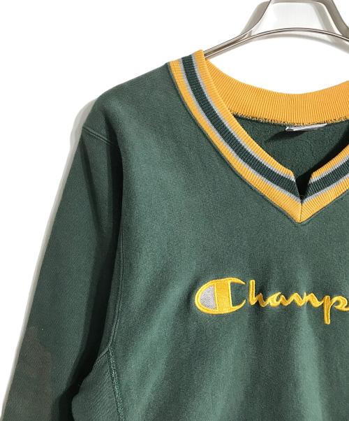 Champion（チャンピオン）Champion (チャンピオン) 90’Sリバースウィーブスウェット グリーン×イエロー サイズ:Mの古着・服飾アイテム