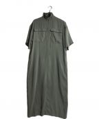 CLANEクラネ）の古着「ハーフ ジップ ミリタリー ワンピース」｜カーキ