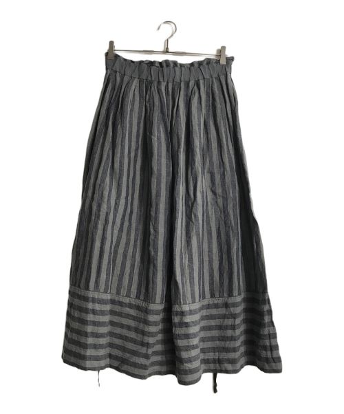 magali（マガリ）magali (マガリ) ストライプリネン ファーマースカート グレー サイズ:表記なしの古着・服飾アイテム