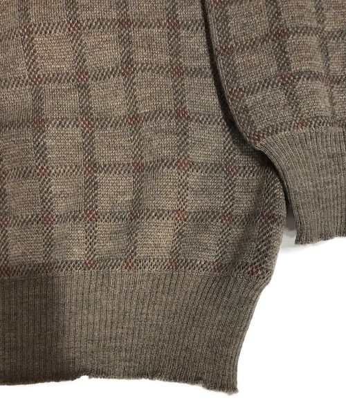 BROOKS BROTHERS（ブルックスブラザーズ）BROOKS BROTHERS (ブルックスブラザーズ) イタリア製 チェックメリノウールニット ブラウン サイズ:Lの古着・服飾アイテム