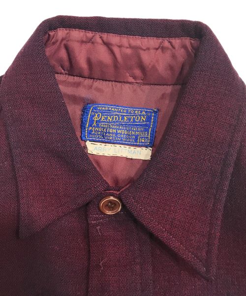 PENDLETON（ペンドルトン）PENDLETON (ペンドルトン) 50's オンブレウールチェックシャツ レッド サイズ:14 1/2の古着・服飾アイテム
