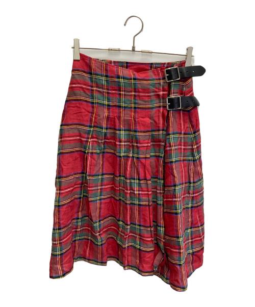 O'NEIL OF DUBLIN（オニールオブダブリン）O'NEIL OF DUBLIN (オニールオブダブリン) リネンラップスカート レッド サイズ:Sの古着・服飾アイテム